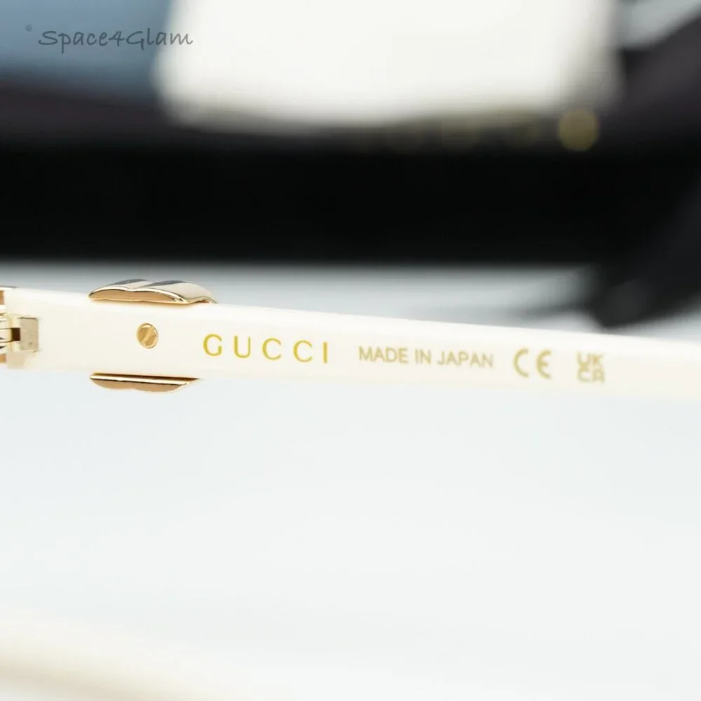 Gucci Men Sunglasses Gold Ivory Pink Geometric GG1593S 0002 BRAND NEW